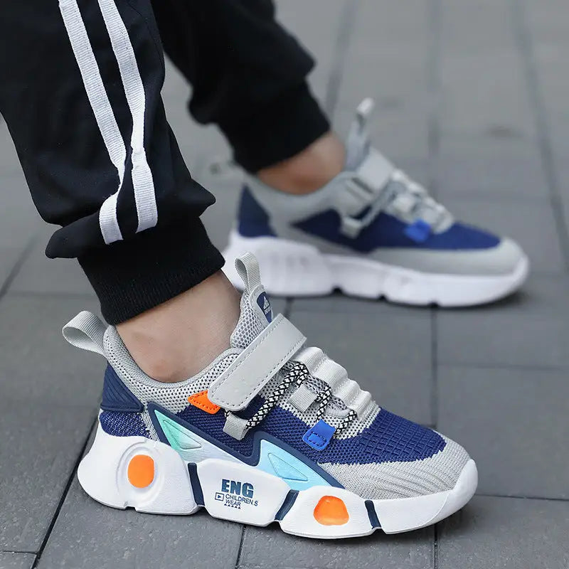 AirStride Kids: Soft Sole Sporty Casual Shoes - Blue / 27