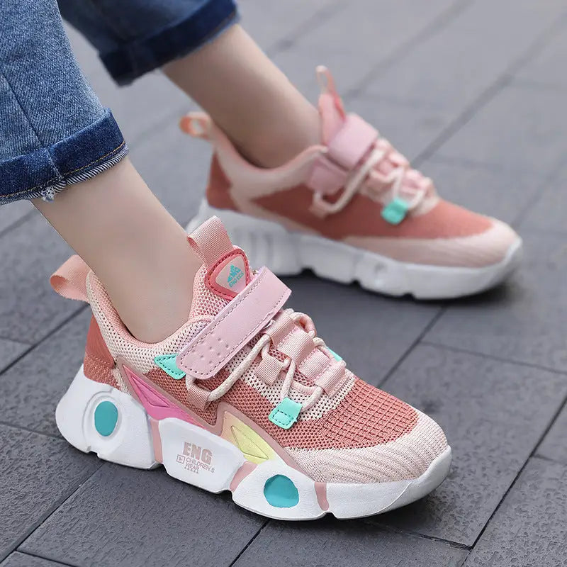 AirStride Kids: Soft Sole Sporty Casual Shoes - Pink / 36
