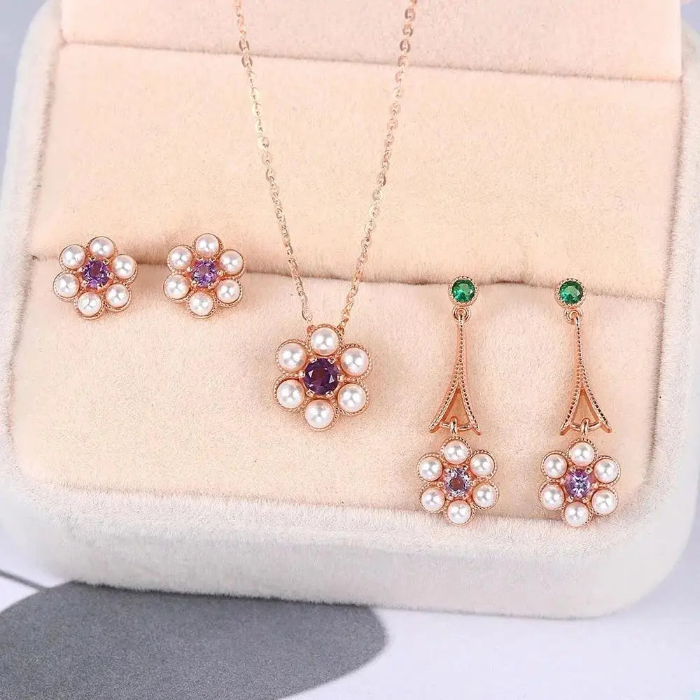 Amethyst Tassel Plum Necklace - set