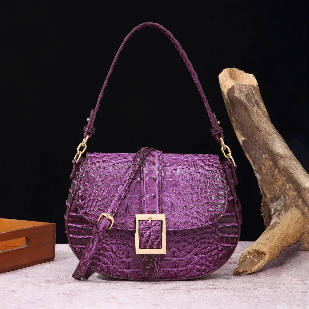 Armpit Chic: Handheld Crossbody Baguette Bag - PG870 Dark Purple