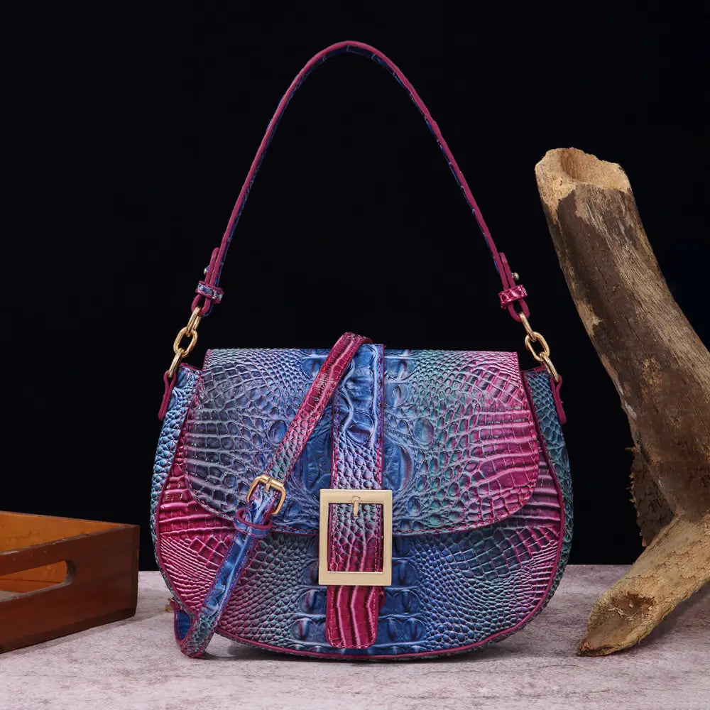 Armpit Chic: Handheld Crossbody Baguette Bag - PG8706 Purple Blue