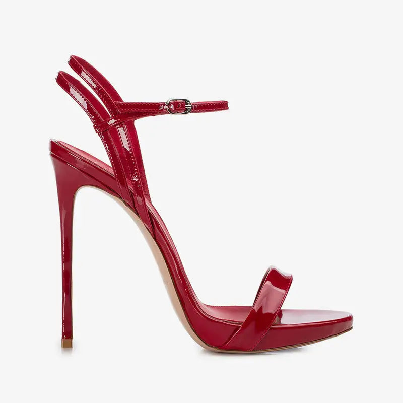 Autumn Chic Open-Toe Heels - Red / 34