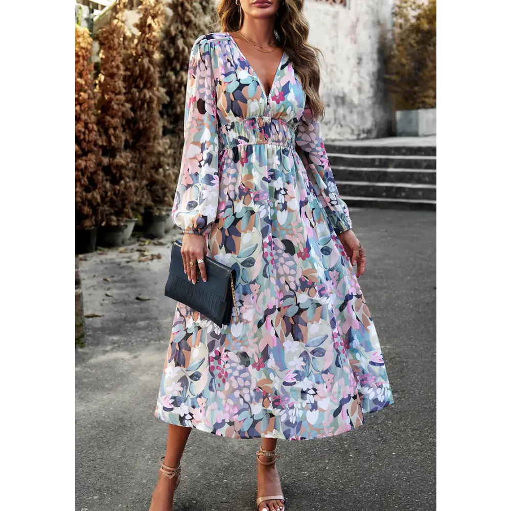 Autumn Women’s Clothing Bohemian Holiday Casual Printed Dress