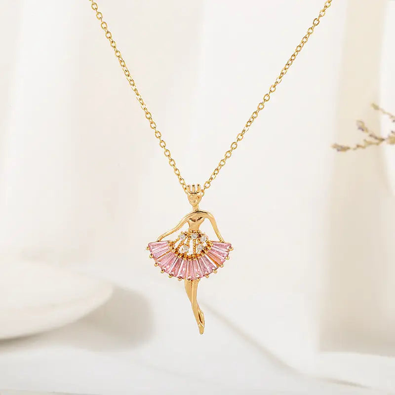 Ballet Charm Necklace - Gold O Chain