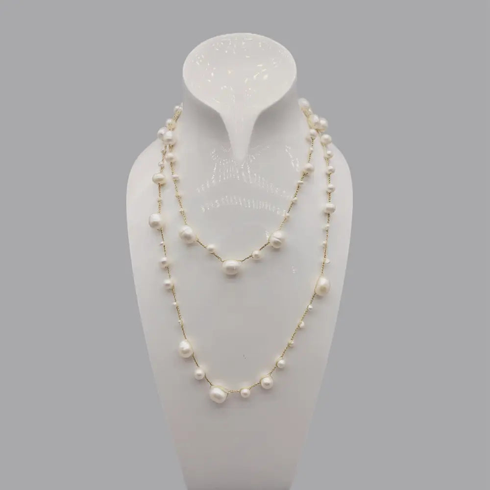 Baroque Pearl Necklace - Handwoven Freshwater - Pearl Necklace