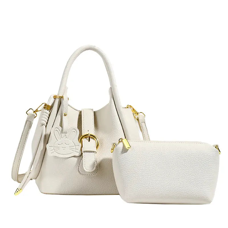 Barrel Type PU Shoulder Bag with Multi-Pocket Design