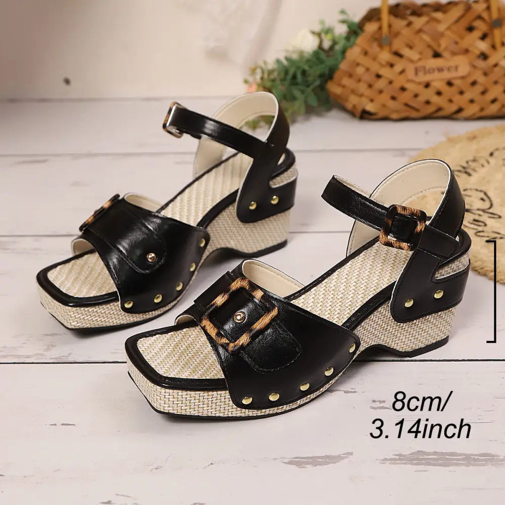 Beach Babe Buckle Sandals - Black / 36