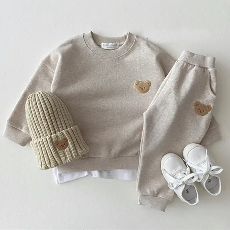 BearHug Infant Cotton Sweater & Pants Set - Light Gray / 73CM
