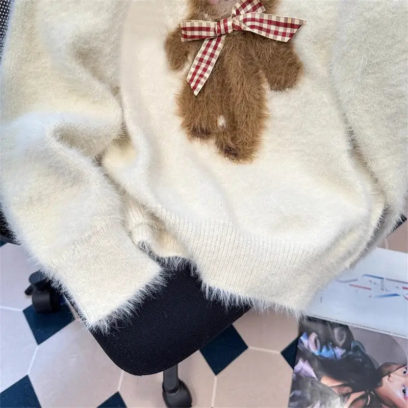 Beary White Knit Sweater