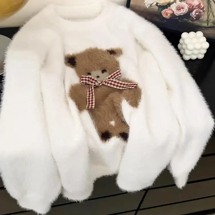 Beary White Knit Sweater