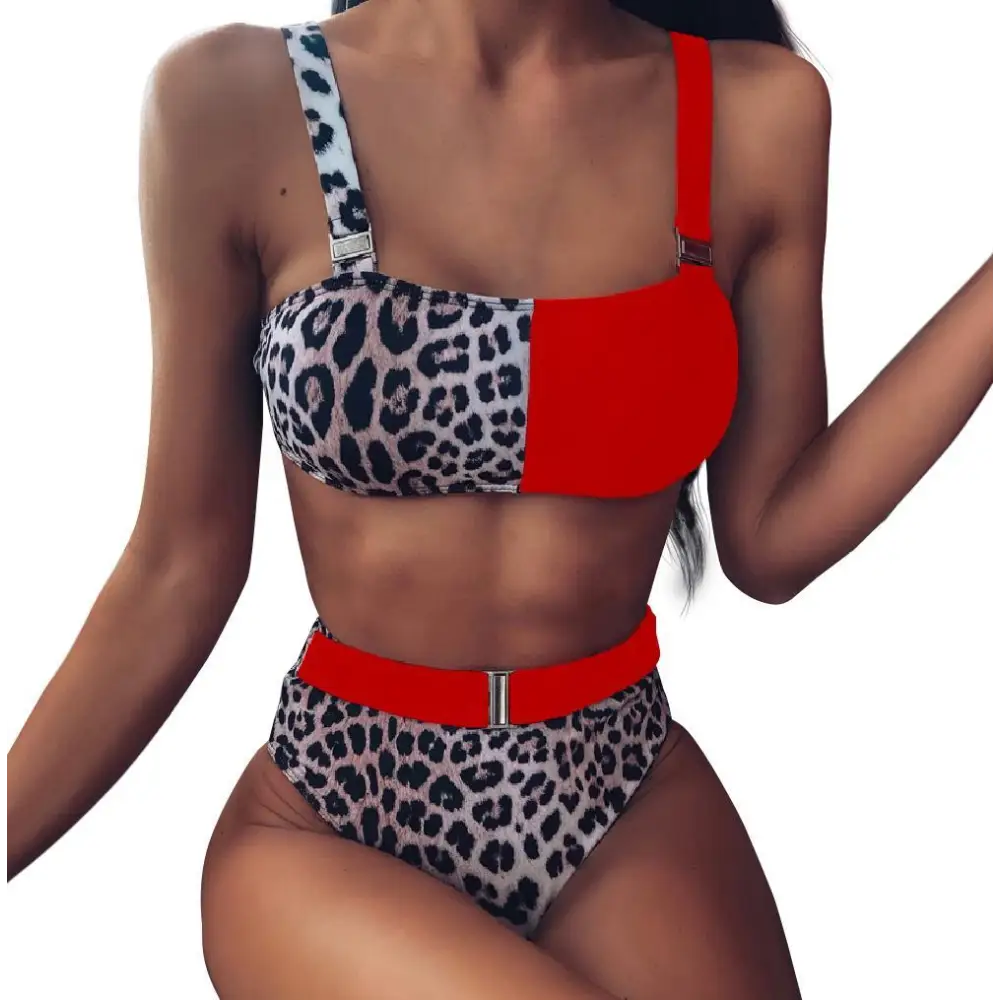 Bikini High Waist Leopard Print Stitching Bikini Europe