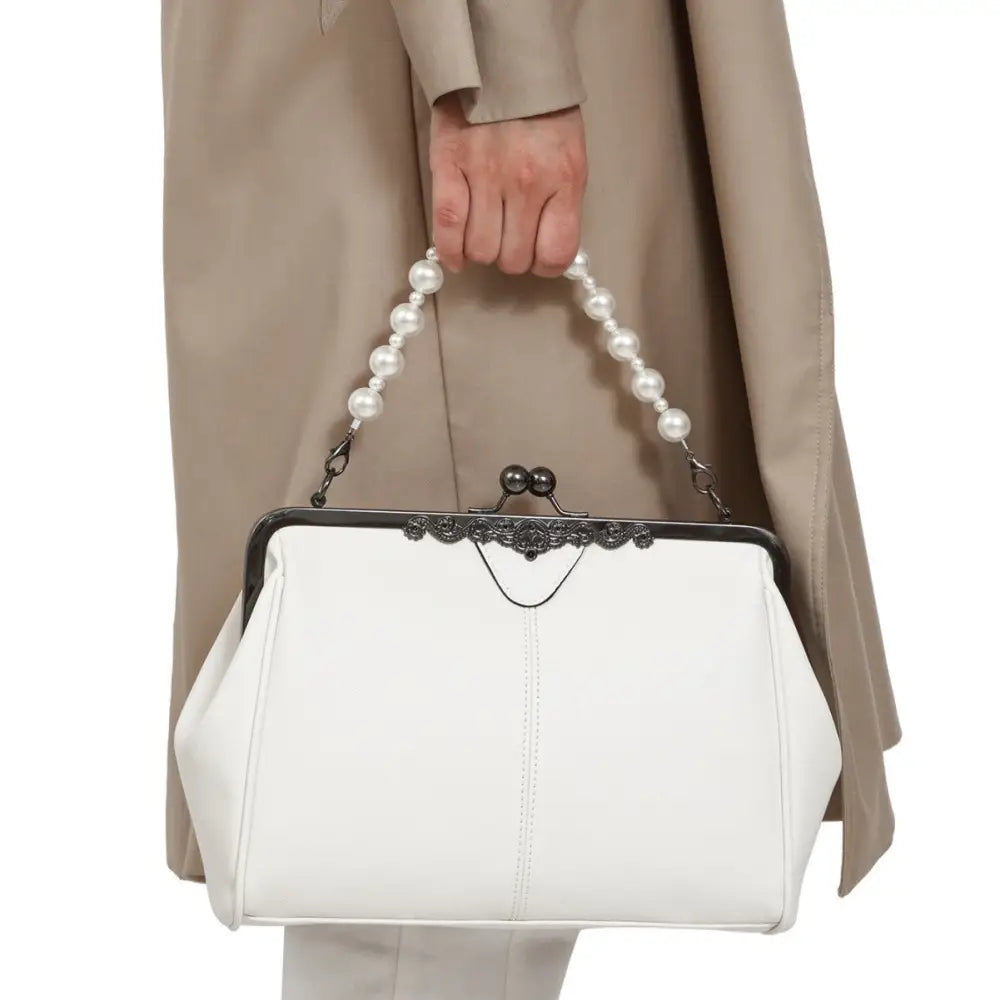 Black and White Soft PU Dumpling Flap Bag with Document Compartment
