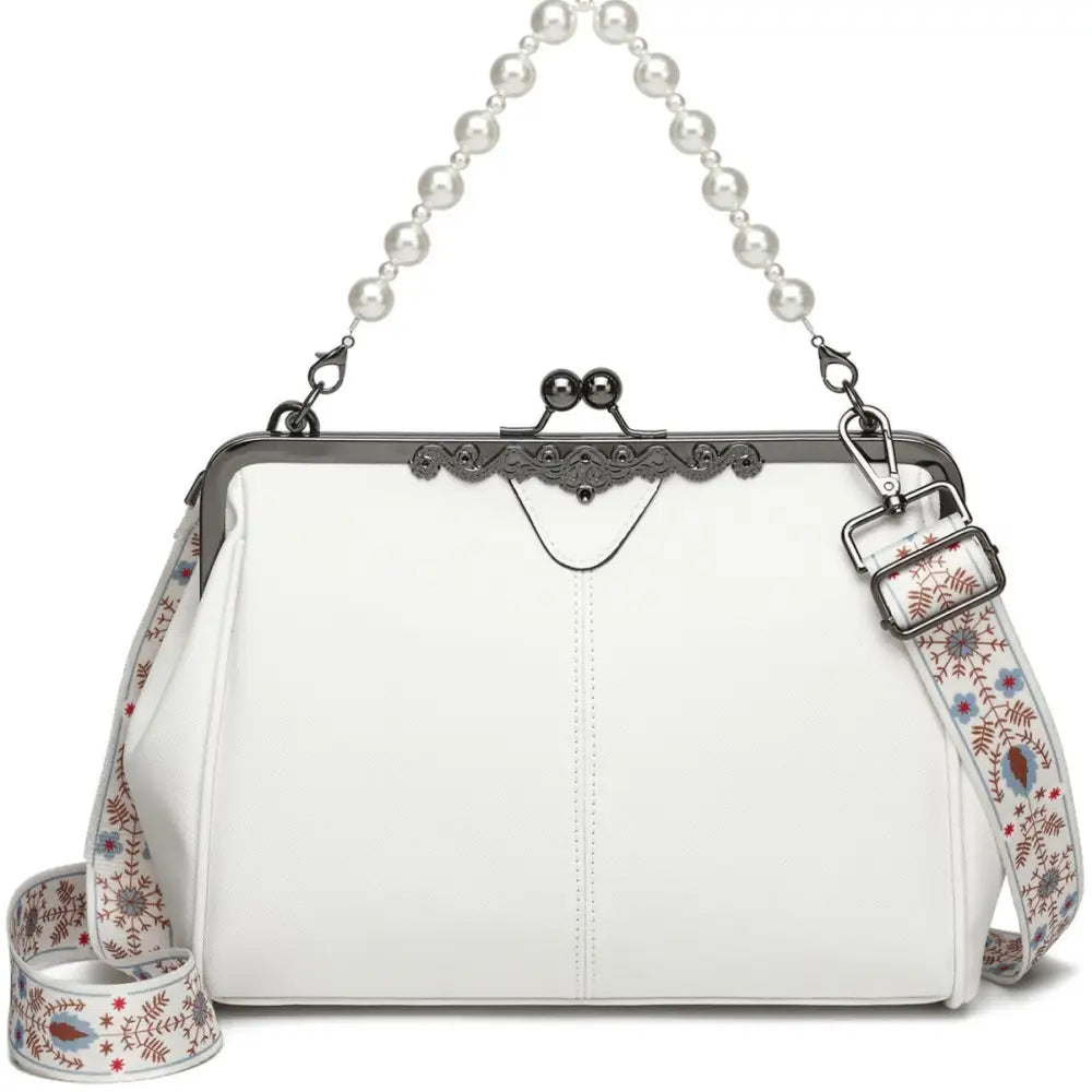 Black and White Soft PU Dumpling Flap Bag with Document Compartment