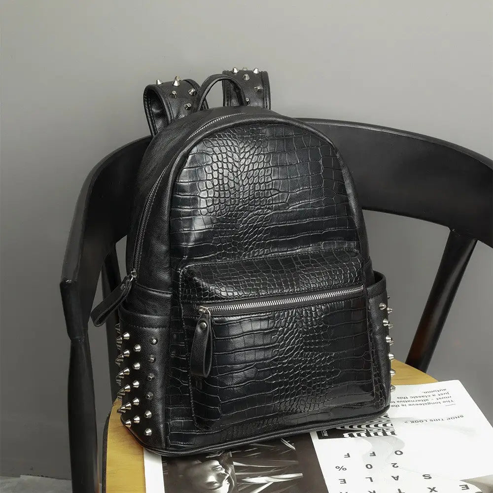 Black Waterproof PU Leather Travel and School Backpack 36 to 55L - Black