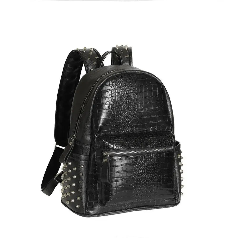 Black Waterproof PU Leather Travel and School Backpack 36 to 55L - Black