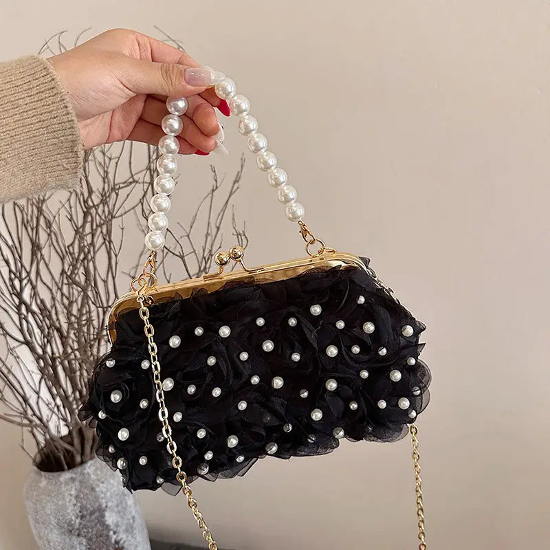 Blossom Button Clutch: Chic Floral Shell Bag