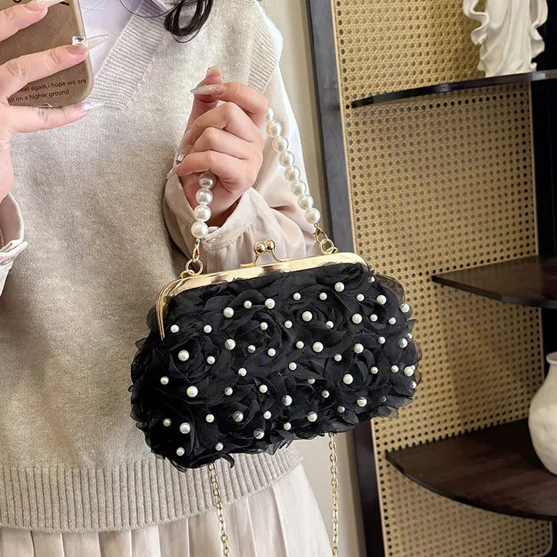 Blossom Button Clutch: Chic Floral Shell Bag