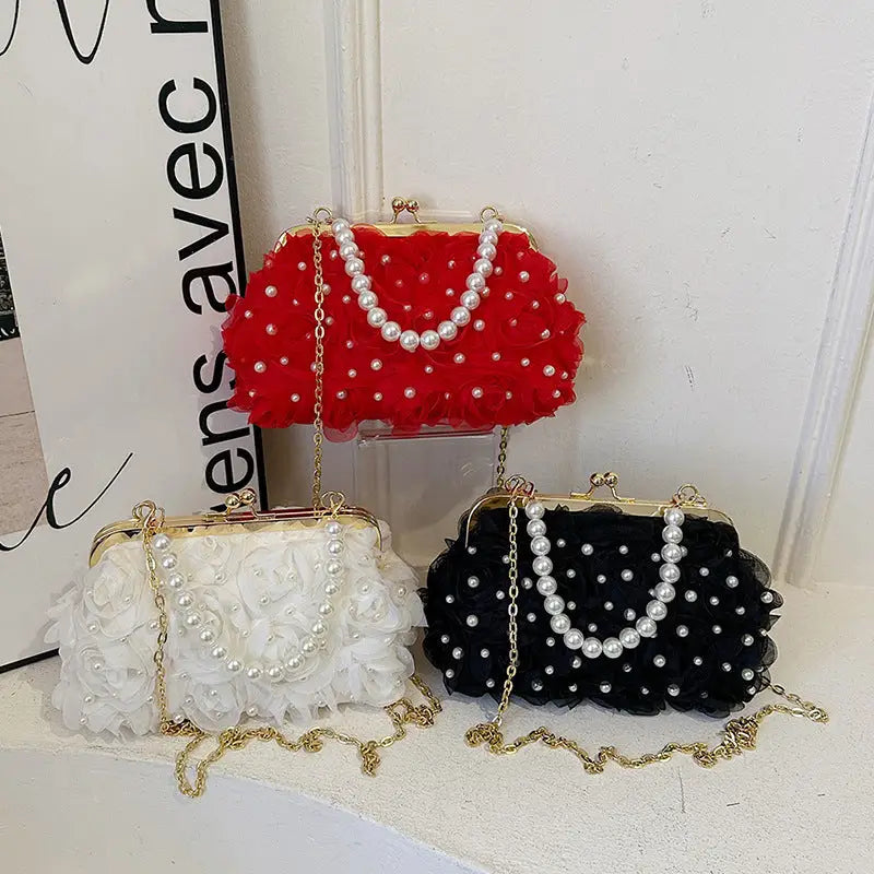 Blossom Button Clutch: Chic Floral Shell Bag