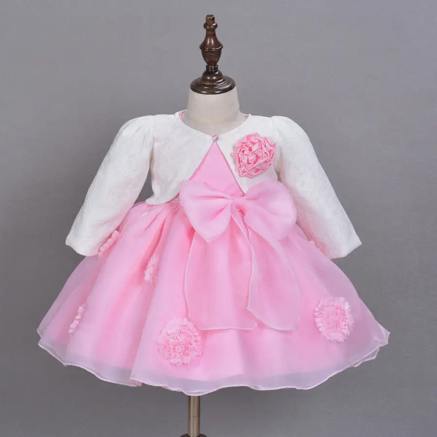 Blossom Princess: Pink Flower Girl Dress - C / 3M