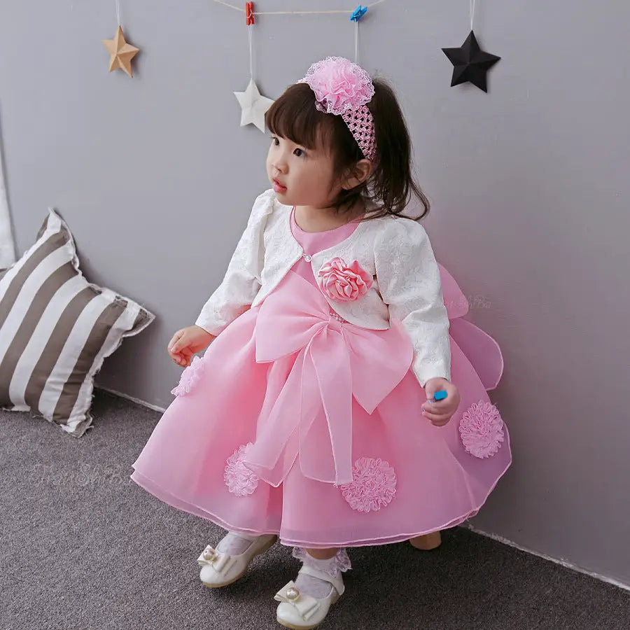 Blossom Princess: Pink Flower Girl Dress - D / 12M