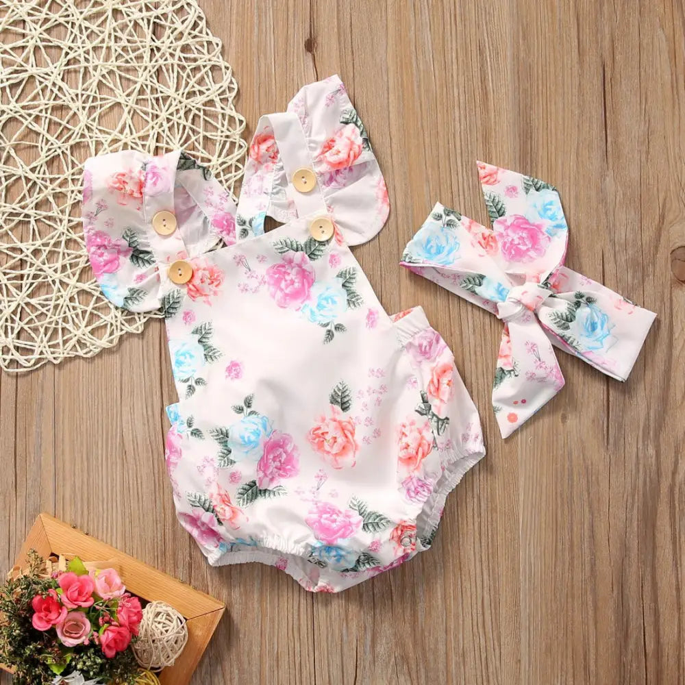 Blossom Ruffle: Infant Floral Two-Piece Suit