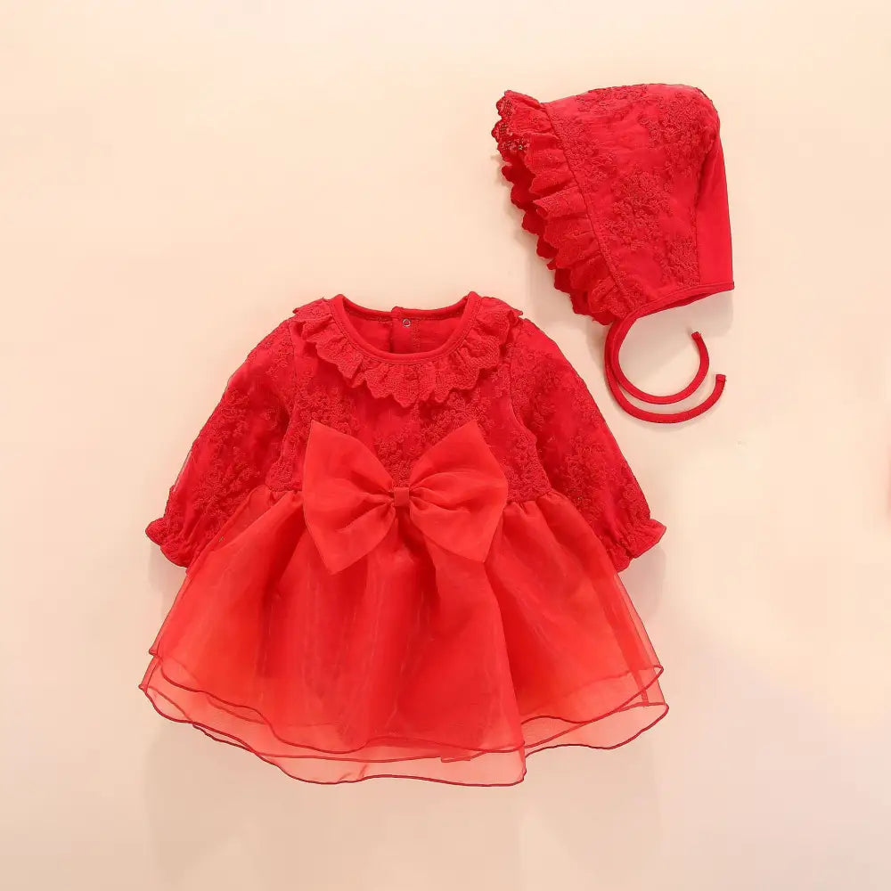 BlossomBreeze Baby Dress - Red / 70