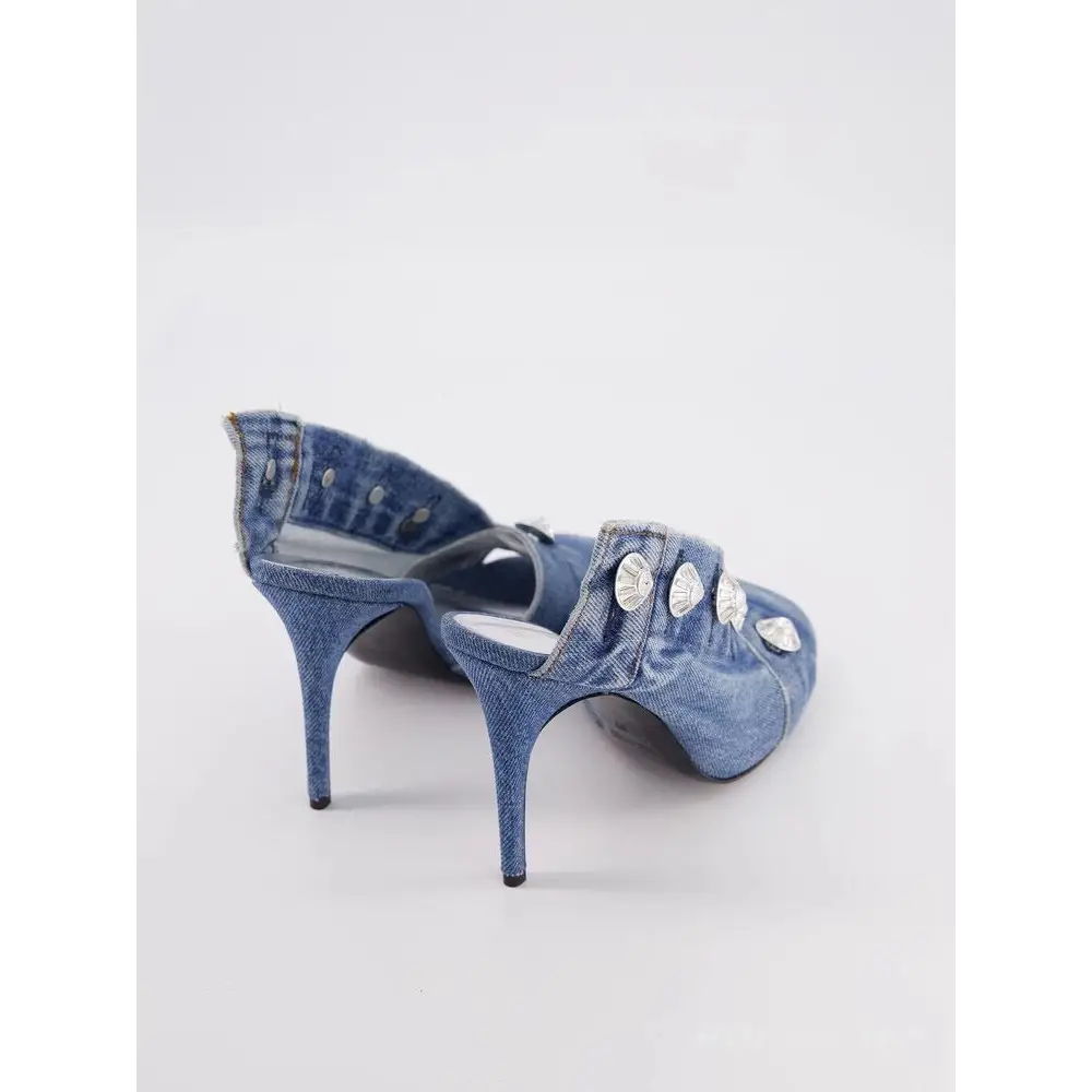 Blue Roman Style Square Toe Shoes with Rubber Sole