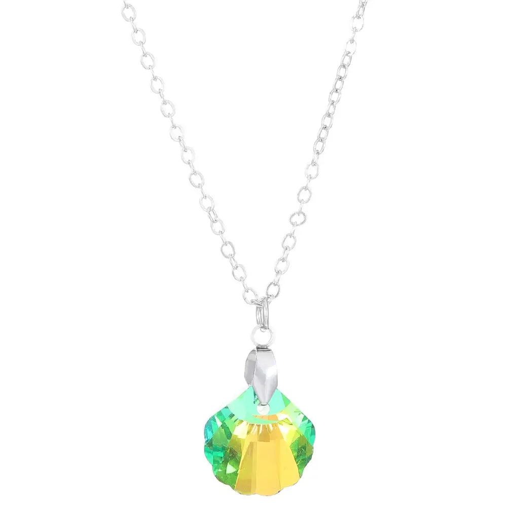 Blue Water Drop Pendant Necklace with Silver Chain - 04 White K Green N873