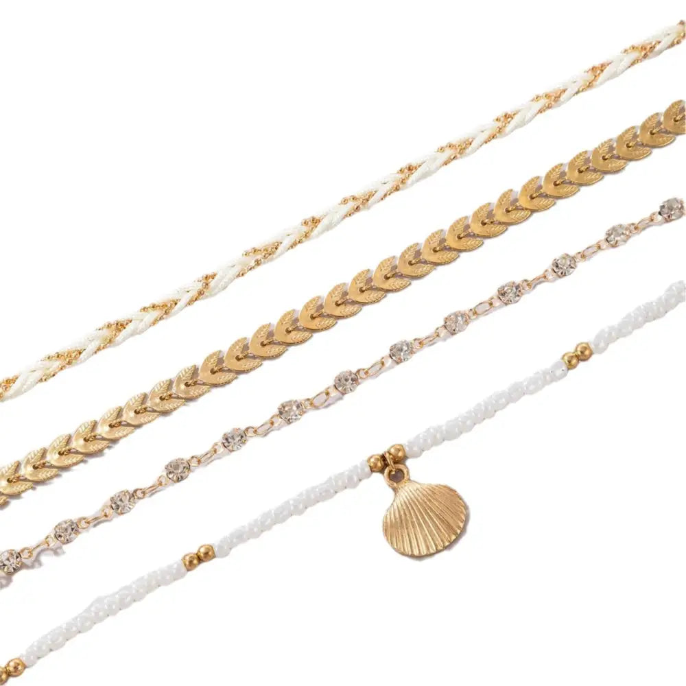 Boho Geo Rope and Bead Anklet Set for Men and Women - 21255 Style