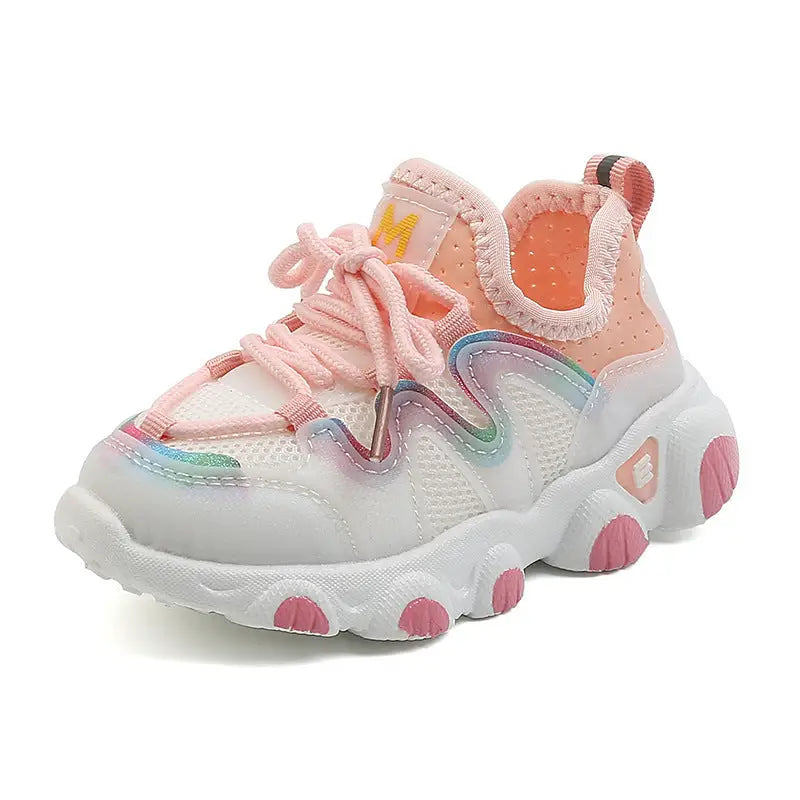 Breezy Bloom: Girls’ Sporty Spring Shoes - Pink / 21