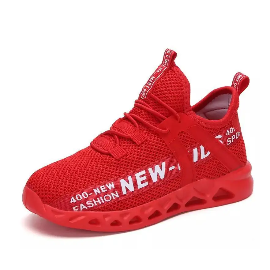 BreezyStep Mesh Kids Sneakers - Lightweight & Non-slip - Red / 27
