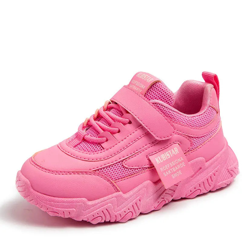 BreezyStride Girls’ Mesh Sneakers - Pink A9319 double net / 26