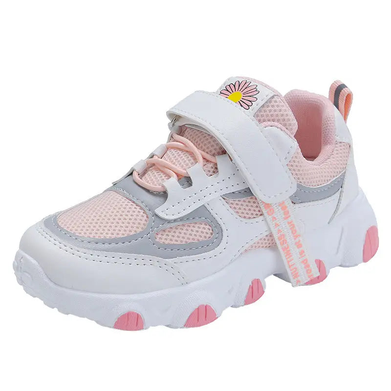 BreezyStride Girls’ Mesh Sneakers - Pink AF11 double net / 26