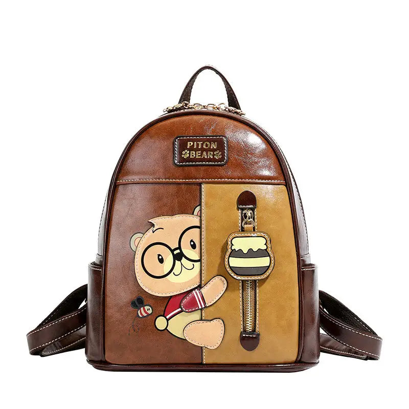 Brown PU Leather Backpack - Brown