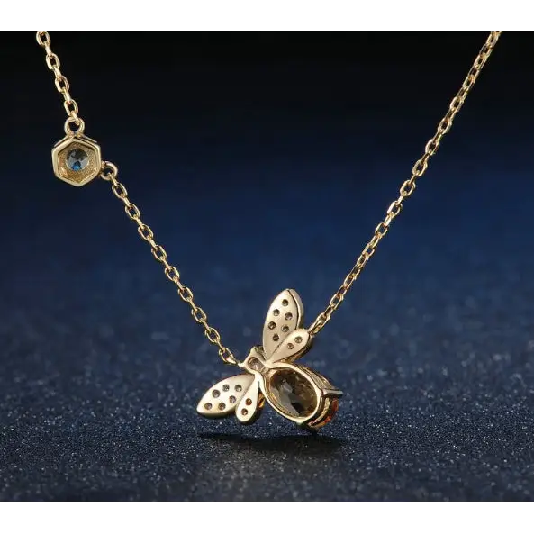 BuzzGleam Citrine & Peridot Bee Necklace