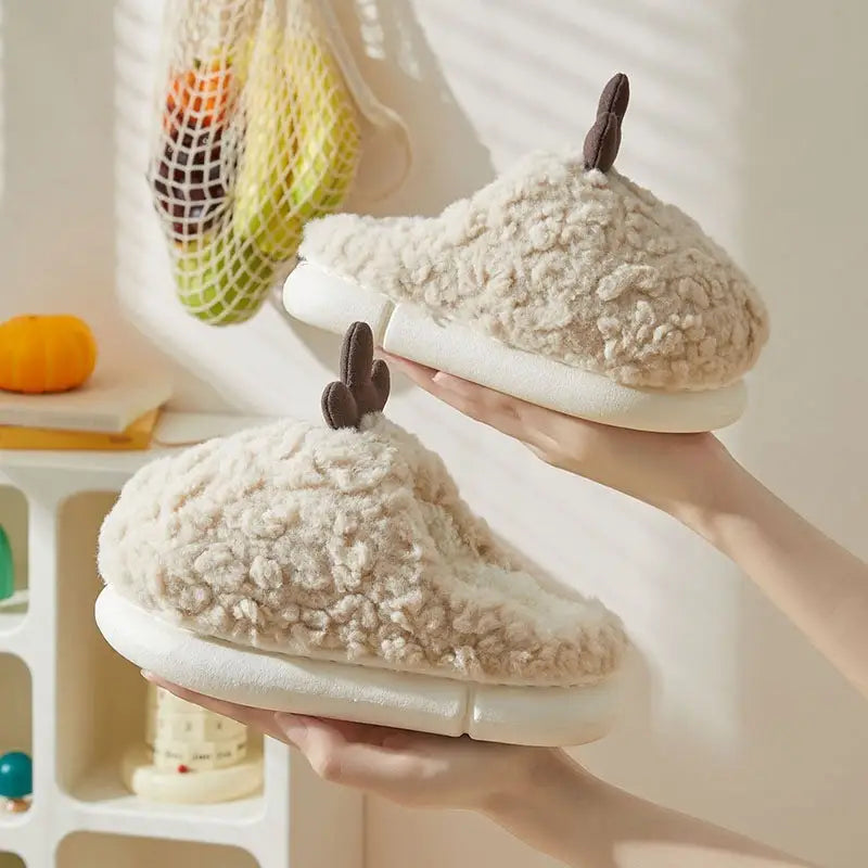 CactiCuties: Adorable Girls’ Slippers - Beige / 28to29