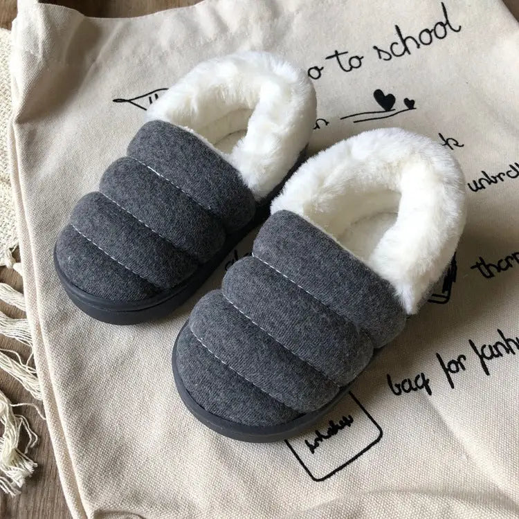 Candy Cozy Kids Slippers - Light Grey / 14to15