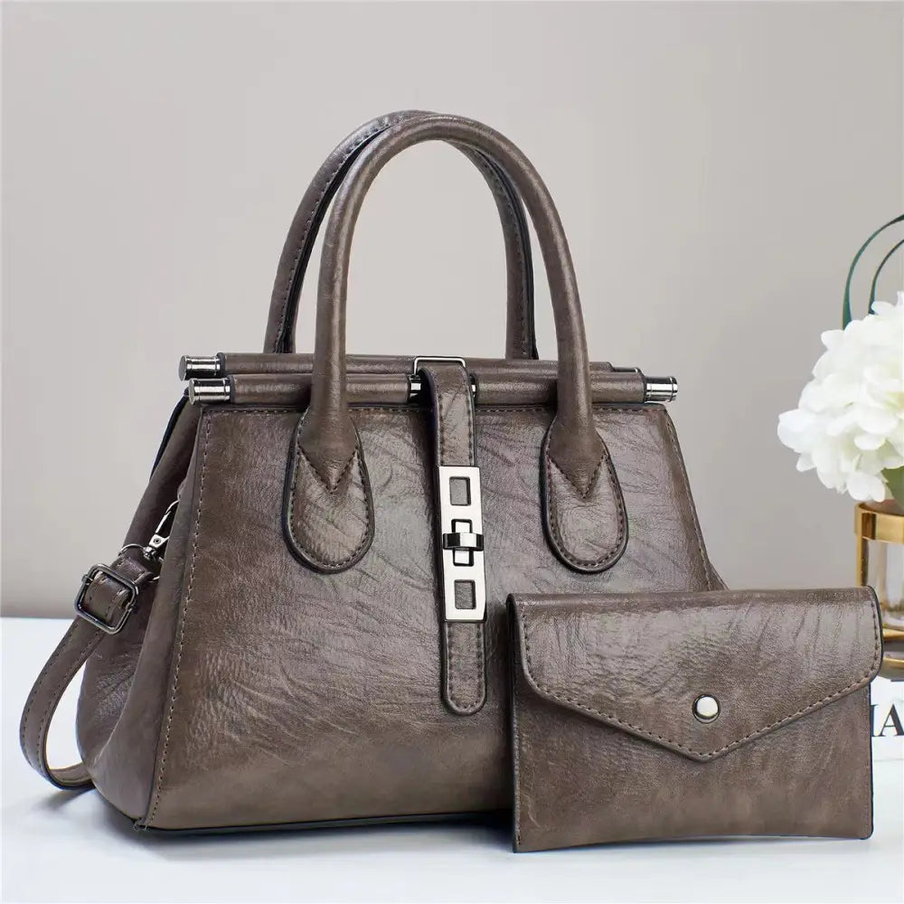 Candy Pop Retro Textured Large Capacity Shoulder Bag - Coffee