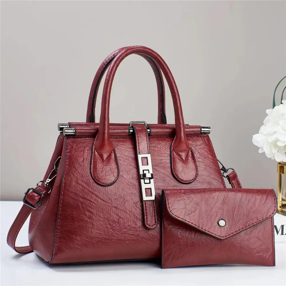 Candy Pop Retro Textured Large Capacity Shoulder Bag - Red