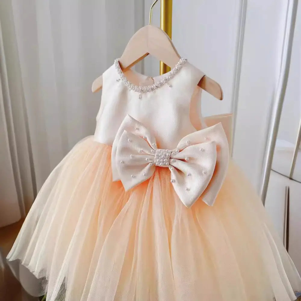 Champagne Dream: Girls’ Summer Bow Dress & Coat