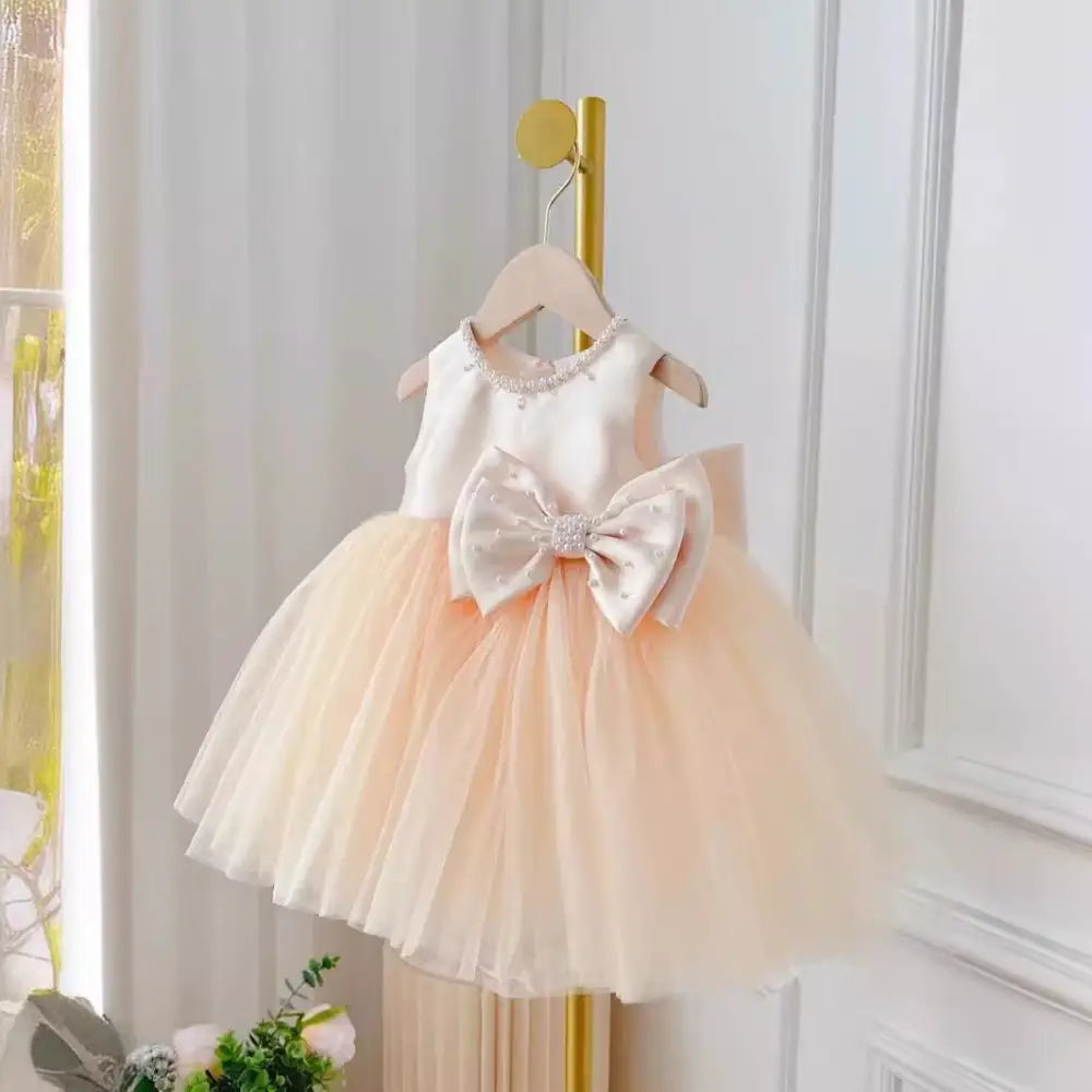 Champagne Dream: Girls’ Summer Bow Dress & Coat