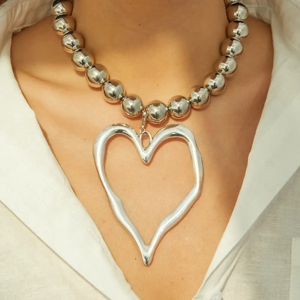 CharmFlare Bold Love Pendant Beaded Necklace