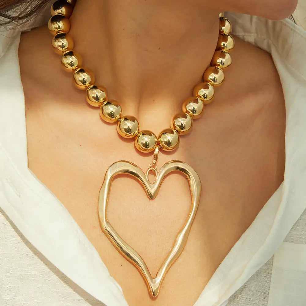 CharmFlare Bold Love Pendant Beaded Necklace
