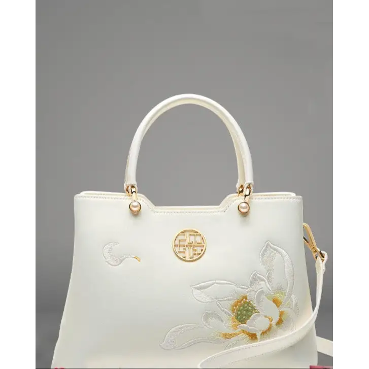 Cheongsam Luxe: Cowhide Shoulder Elegance - Pearlescent White