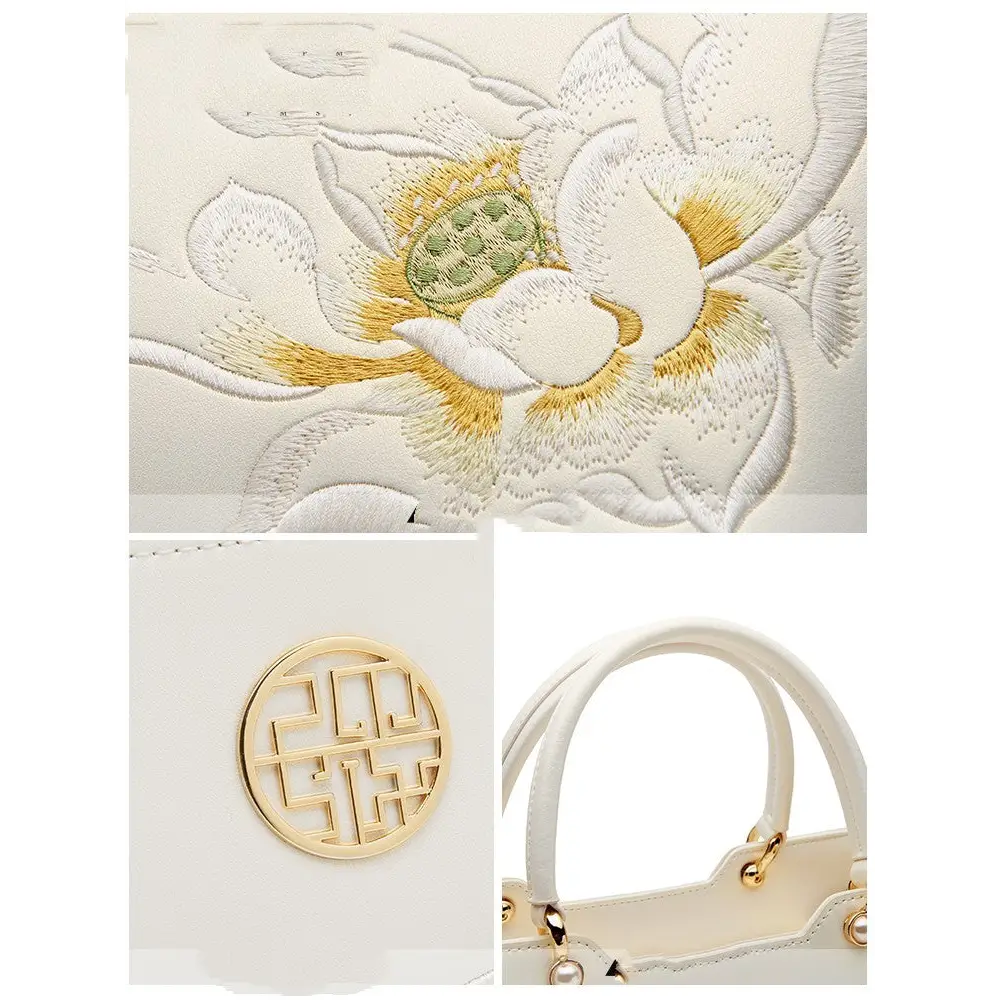 Cheongsam Luxe: Cowhide Shoulder Elegance - Pearlescent White
