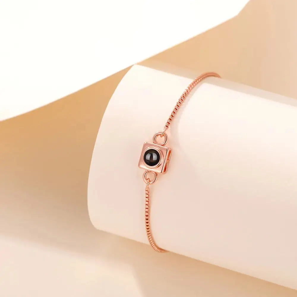 Chic Cube Slide Bracelet: Modern Style - Rose Gold - 7