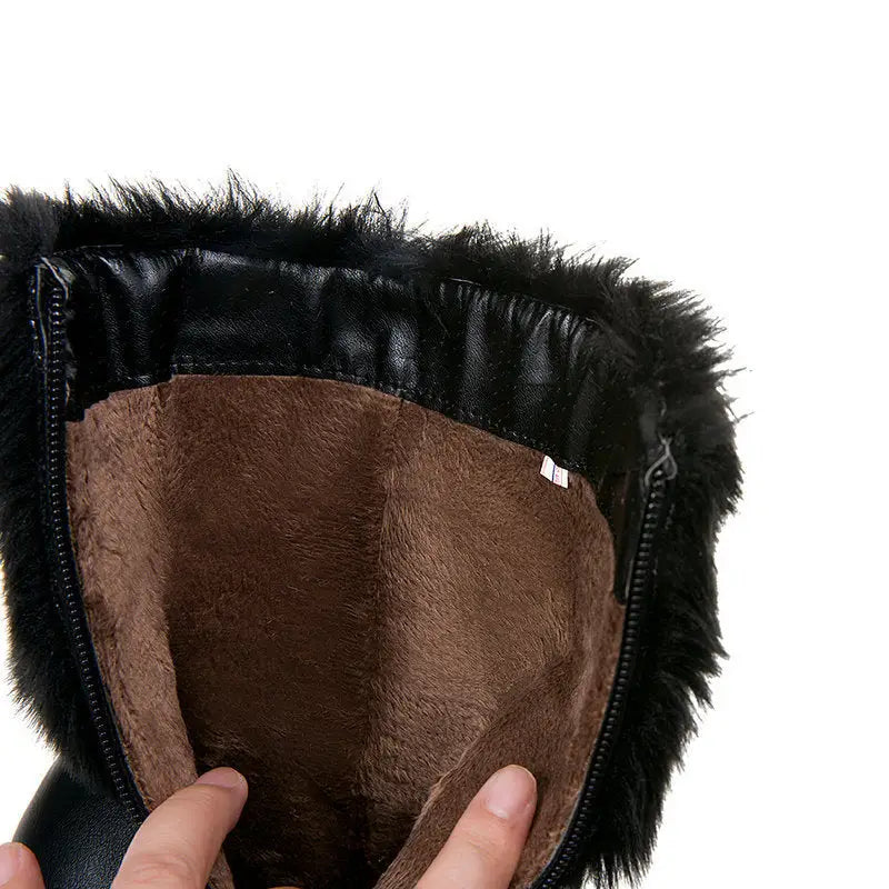 Chic Frost: Women’s Chunky Heel Winter Booties