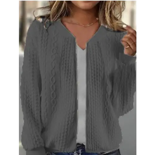Chic Jacquard Coat - Women’s - Dark Gray / S