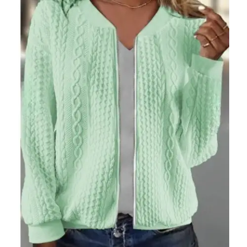 Chic Jacquard Coat - Women’s - Light Green / S
