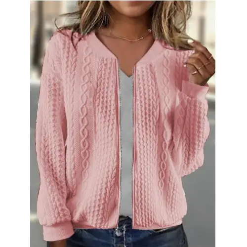 Chic Jacquard Coat - Women’s - Pink / S